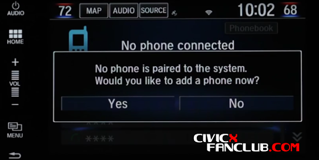 How To Connect Car Bluetooth Setup Honda Civic X 2017 Guide Select Yes Option To Continue