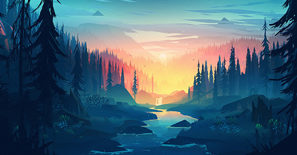 Minimalist Landscape- Mountain and River 4k Wallpaper Engine