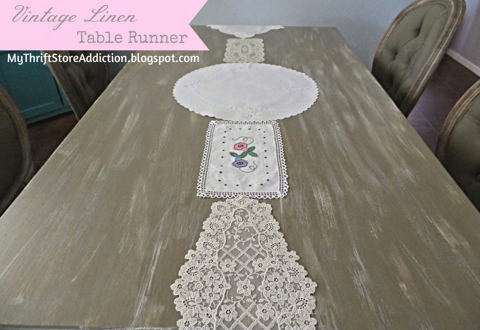 Vintage linen table runner