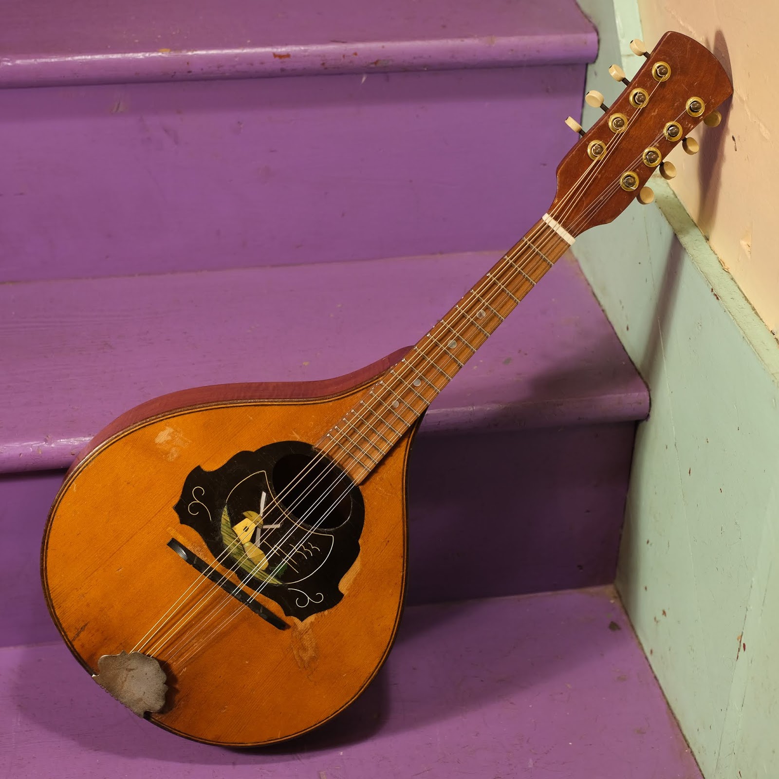 1930s Germanmade WindmillScene Flatback Mandolin