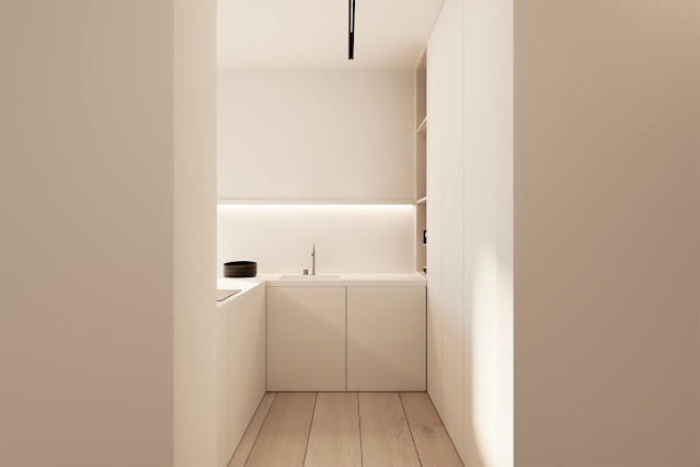 L shaped minimalist kitchens