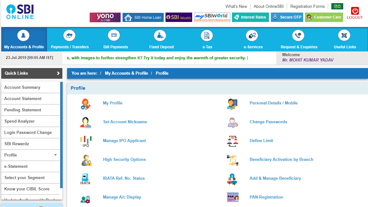 Changing mobile number for both SBI online banking and SMS alerts