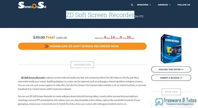 Offre promotionnelle :  ZD Soft Screen Recorder gratuit !