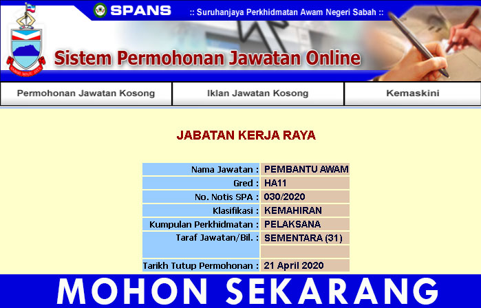 Spans sabah jawatan kosong 2021