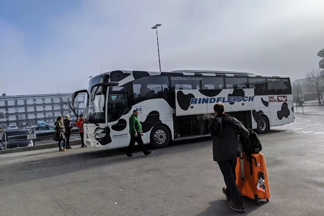 Innsbruck for Christmas: Boarding a bus for Munich Airport