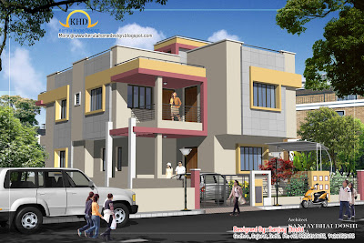 Duplex House Plan and Elevation - 215 Sq M (2310 Sq. Ft.) - January 2012