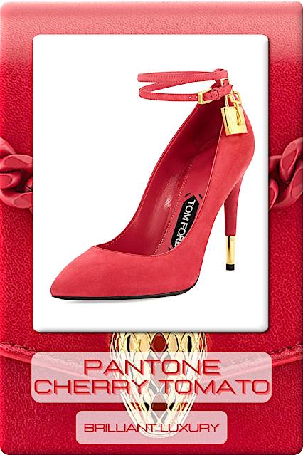 ♦Pantone Fashion Color Cherry Tomato #pantone #fashioncolor #red #shoes #bags #brilliantluxury