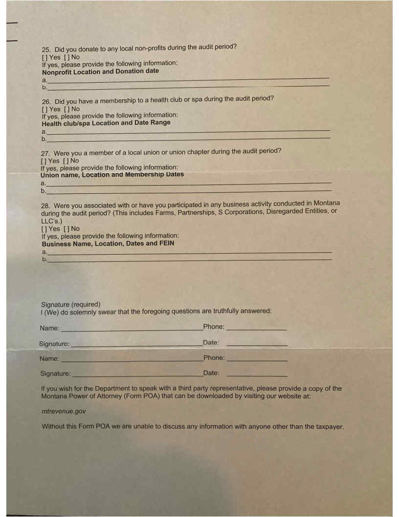 A Sneak Peak at the Montana Department of Revenue’s Residency Questionnaire