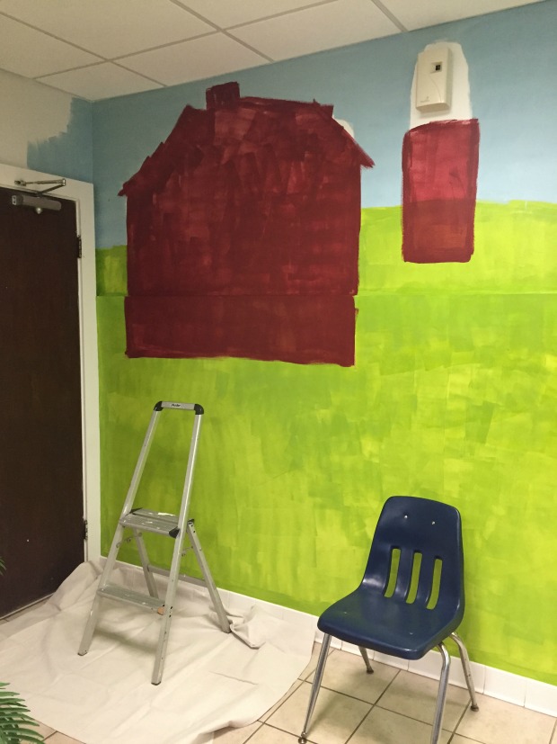 That's My Letter: DIY Painted Farmyard Wall Mural in Kids Bathroom
