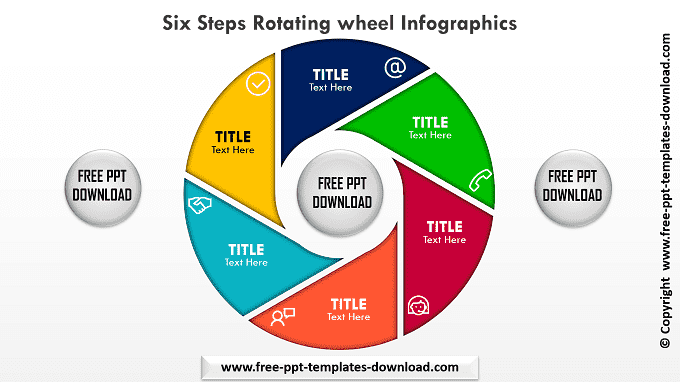Six Steps Rotating wheel Infographics