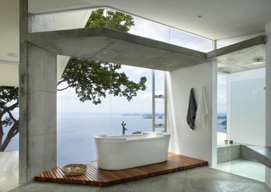 Tropical Bathroom With Ocean View 
