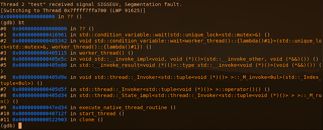 c++ std::condition_variable null pointer derreference