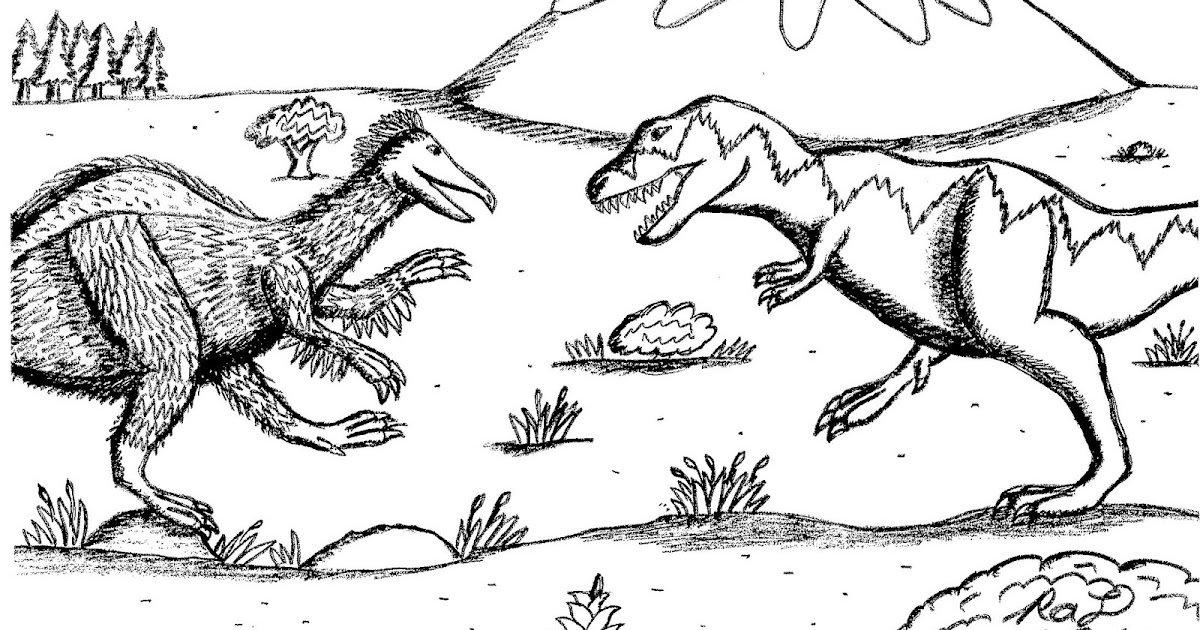 Robin's Great Coloring Pages: Tarbosaurus vs Deinocheirus coloring page