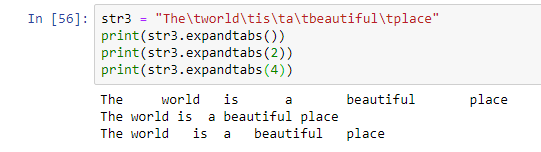 python expandtabs