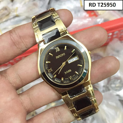 Đồng hồ đeo tay RD T25950 mặt tròn dây đá ceramic đen đẹp xuất sắc