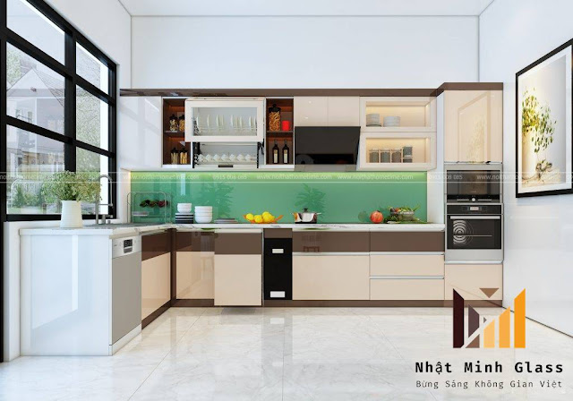 Mẫu Tủ Bếp Chữ l Nhôm Kính Đẹp