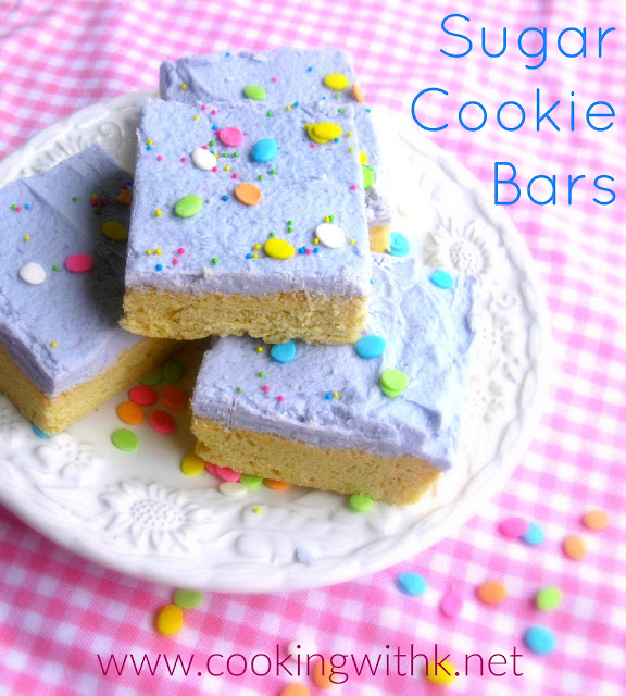 Sugar Cookie Bars, soft tender cookie dough baked in a sheet pan, frosted with vanilla buttercream, taste just like the classic sugar cookie.