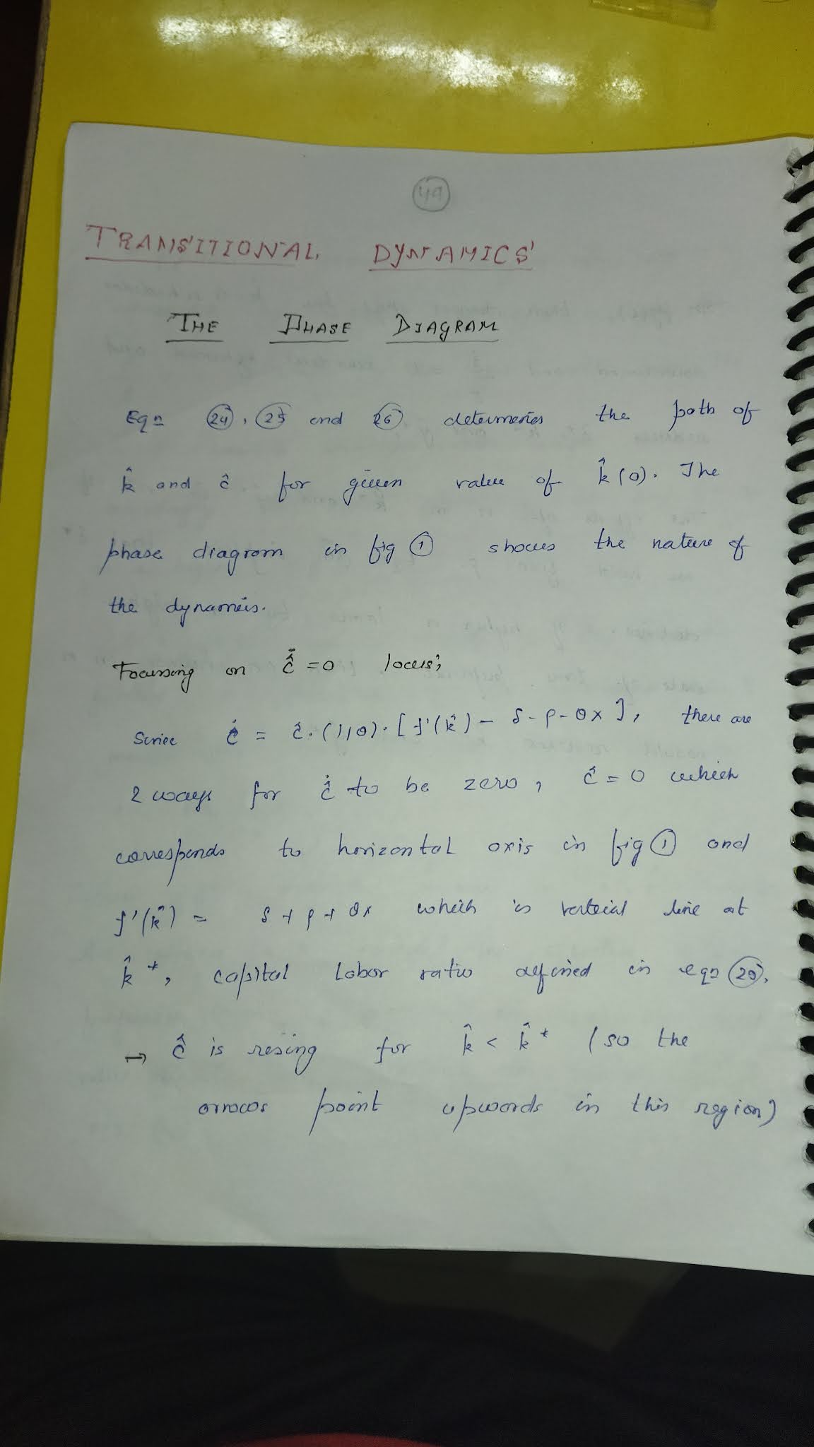 Macro B Ramsey model Transitional dynamics ( The phase diagram)