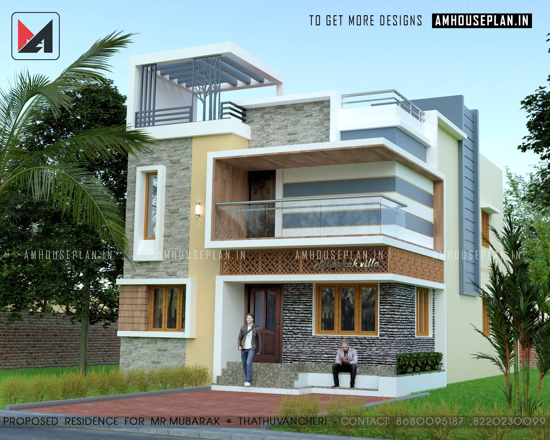 20 x 20 Indian Modern house plan and elevation