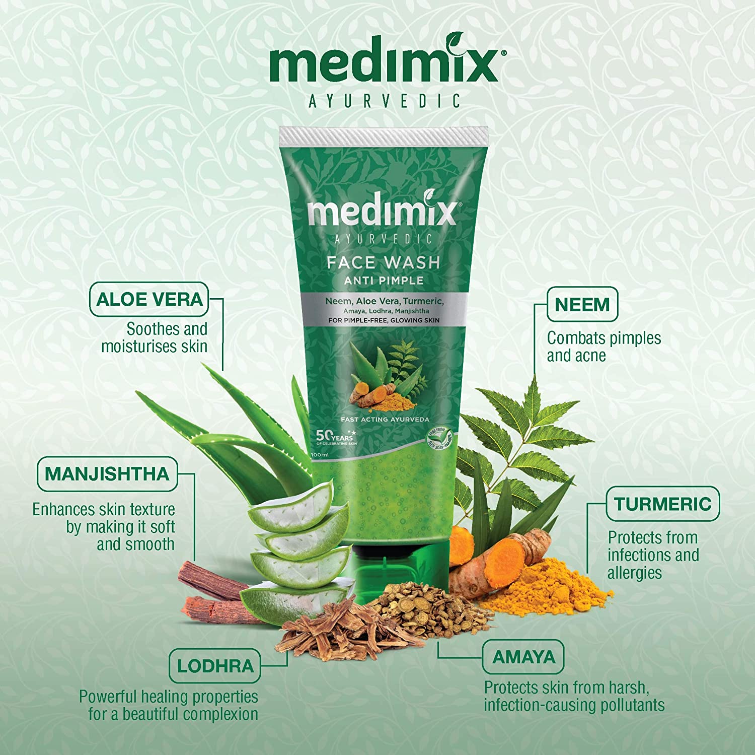 Medimix Ayurvedic Anti Pimple Face Wash, 100ml (Pack of 2) bestsellno1