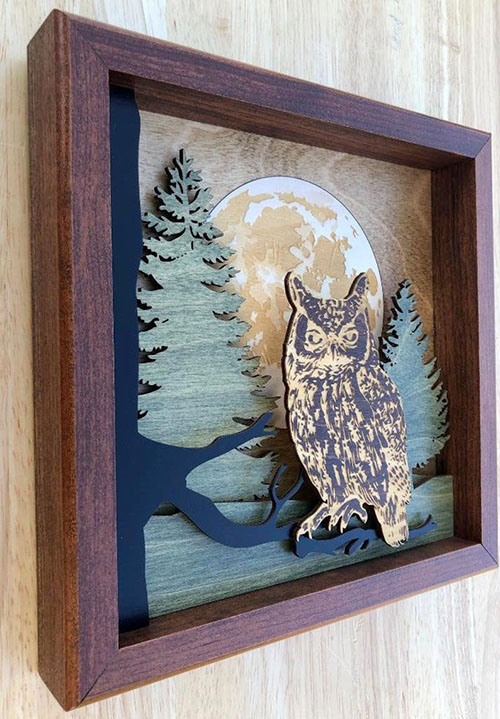 My Owl Barn 3 Dimensional Shadow Boxes by Cutting Edge Wood Creations