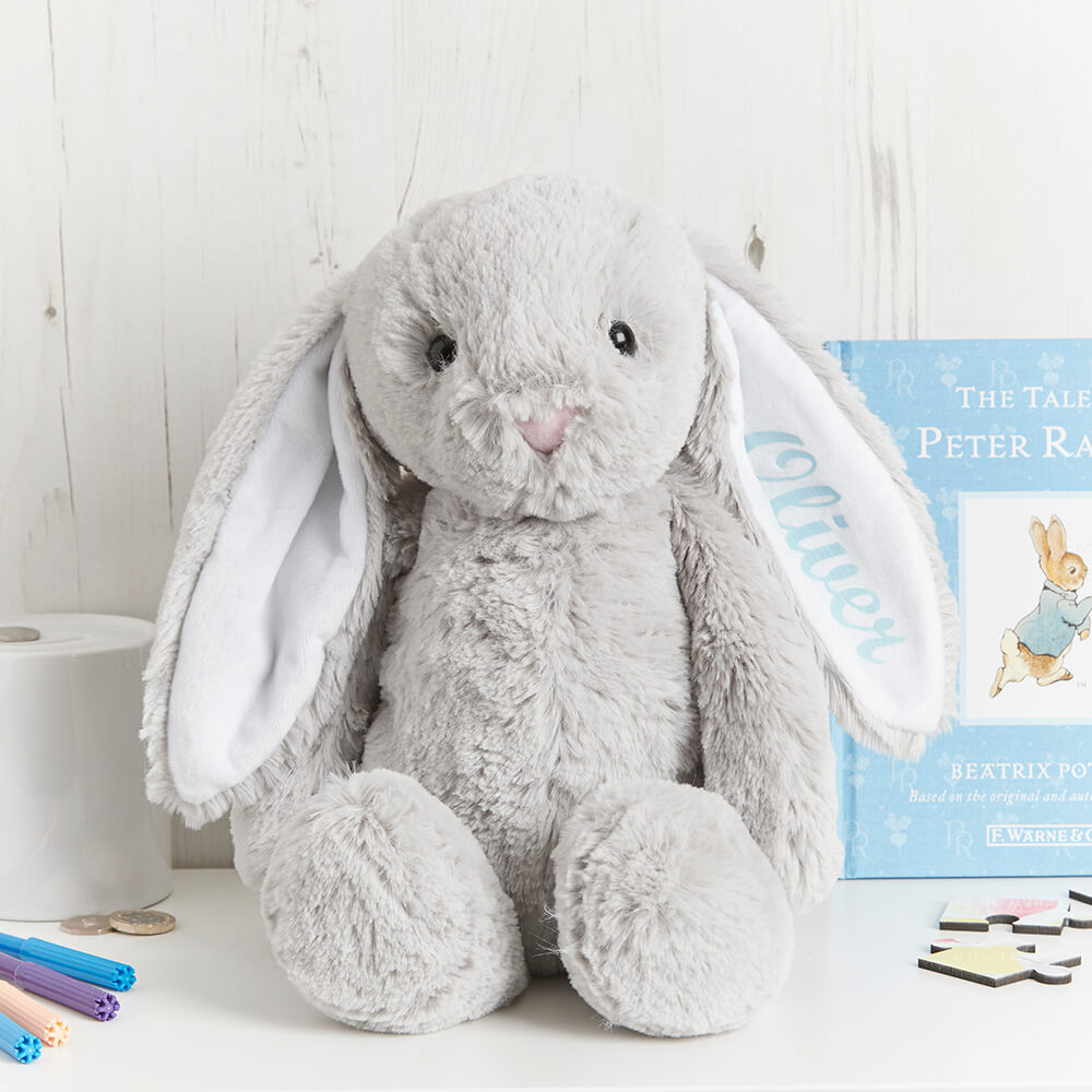 grey bunny soft toy