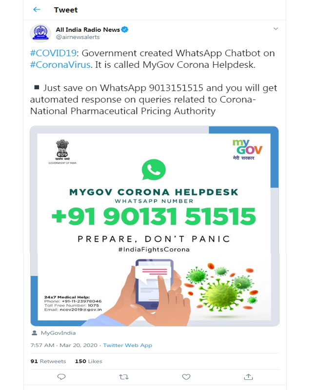 Coronavirus Help Desk Center Releases Whatsapp Number See