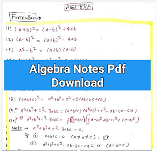 Algebra notes in Hindi pdf download Algebra notes pdf download
