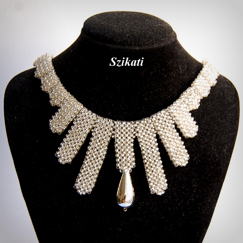 Szikati Jewelry Design White Beaded Bib Necklace