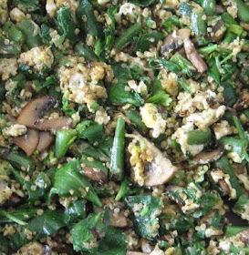 quinoa fried rice with mushrooms and green beans