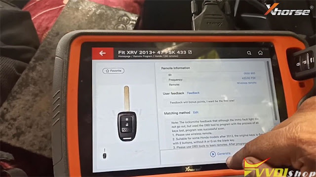 Honda WR-V ID47 Key with Xhorse Key Tool Plus 2