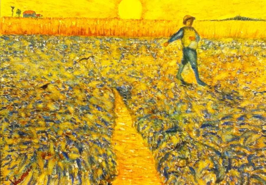 ゴッホ模写 油絵 クロー平野の収穫 額縁付き 30×40cm 名画インテリア