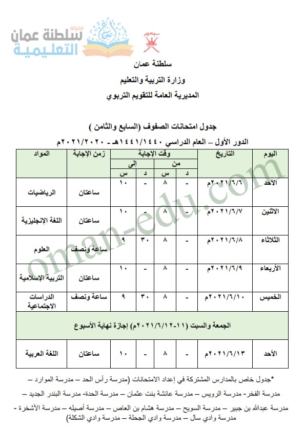 بداية الاختبارات النهائية