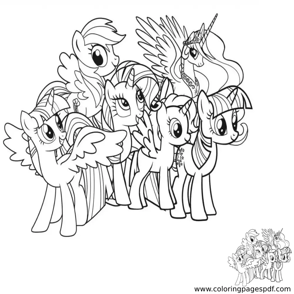 Coloring Page Of Unicorns In My Little Pony