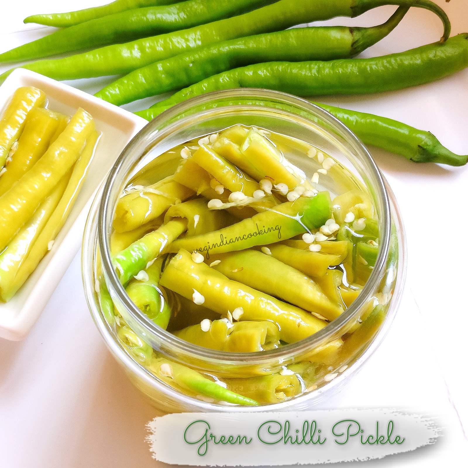 Veg Indian Cooking Pickled Green Chillies