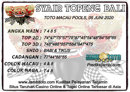 Prediksi Toto Macau Jumat 05 Juni 2020 - Topeng Bali