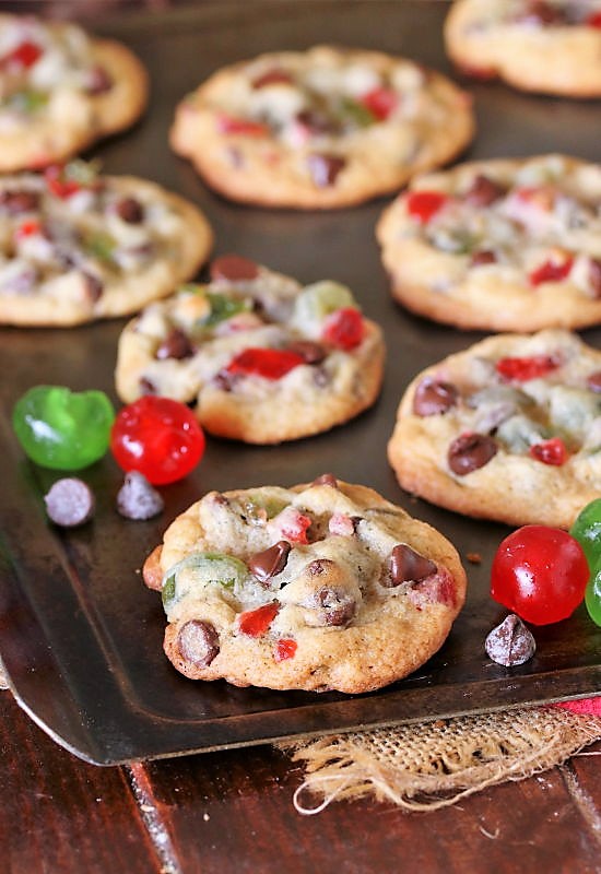 Candied Cherry Christmas Chocolate Chip Cookies The Kitchen is My