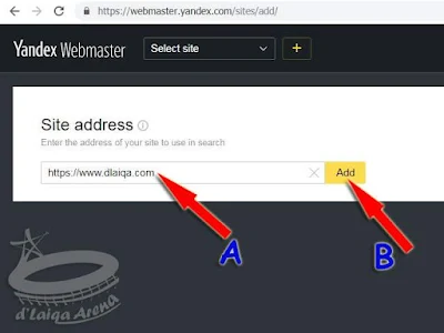 ketik alamat situs atau blog, lalu klik Add