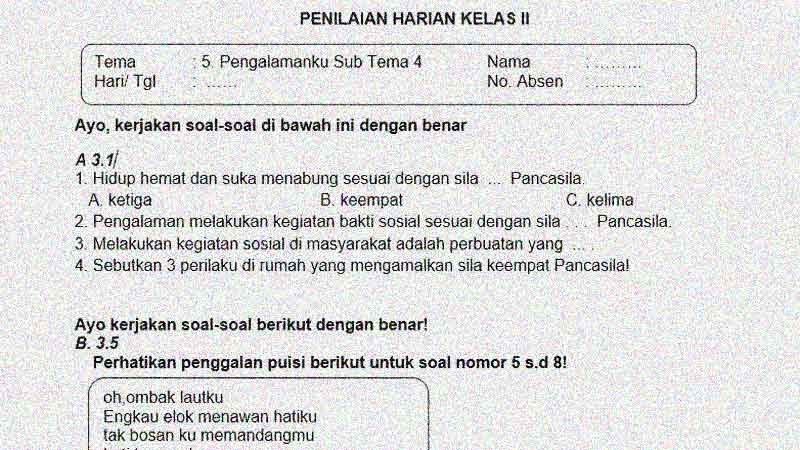 Asah Pemahaman Siswa: Kumpulan Soal Penilaian Harian Kelas 4 Tema 4 Subtema 2 "Indahnya Kebersamaan dalam Keberagaman"