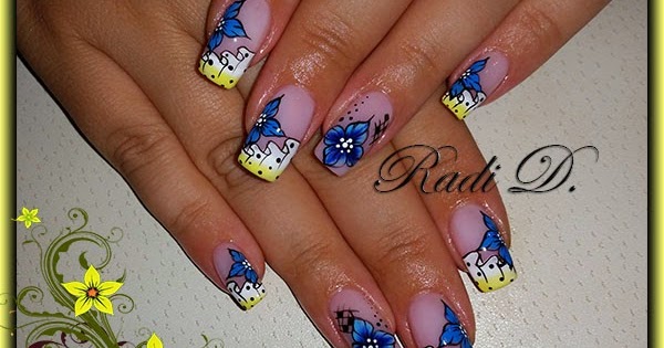It`s all about nails: Blue flowers and curtains