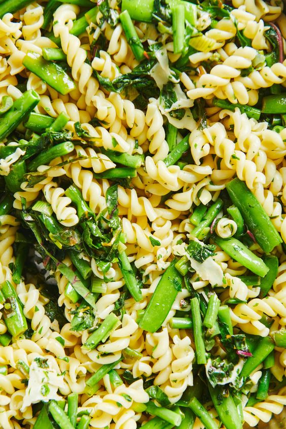 Lemony Rotini with Goat Cheese Sauce and Spring Vegetables - Asian Food Mom