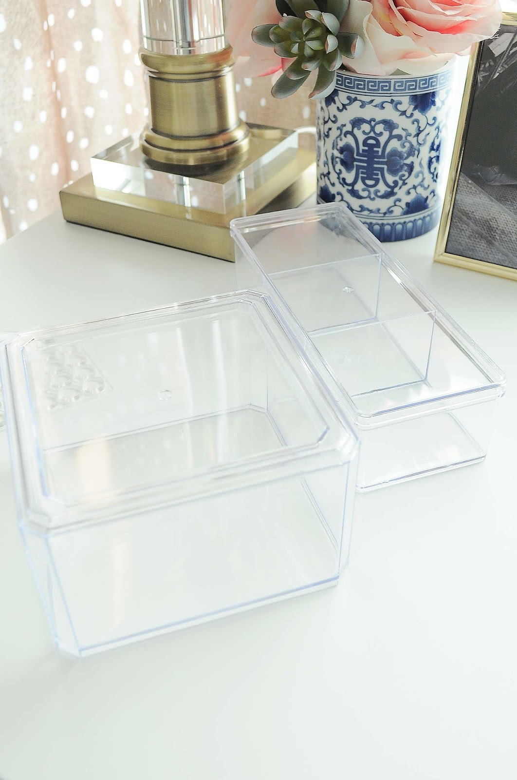 Dollar Store DIY: Gold & Acrylic Organizers - MONICA BENAVIDEZ