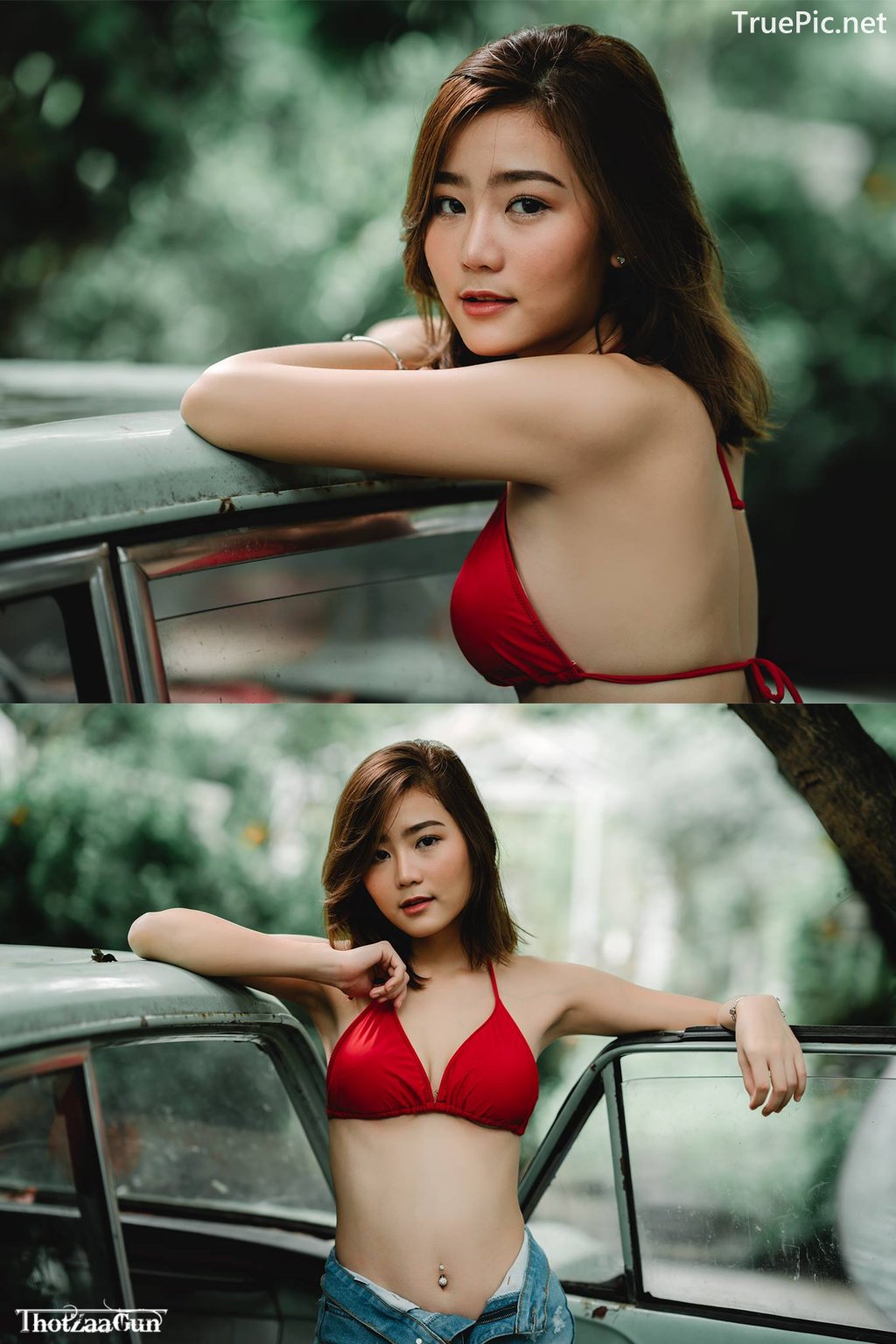 Image Thailand Model - Pattaravadee Boonmeesup - Red Bikini Top and Jean - TruePic.net - Picture-9