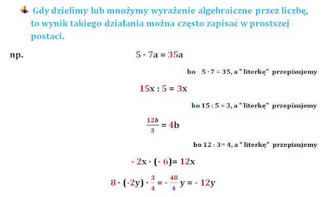 Upraszczanie Wyrażeń Algebraicznych Klasa 6 Matematyka na odległość. : Upraszczanie wyrażeń algebraicznych