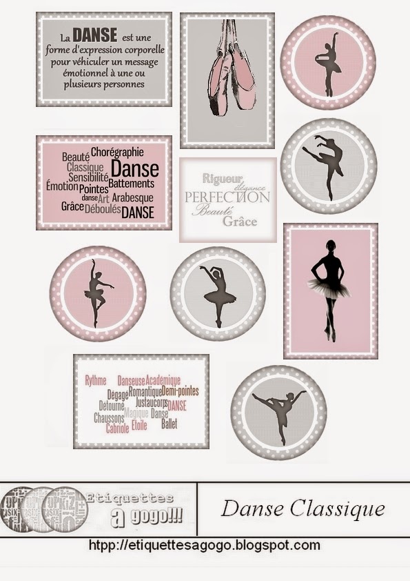 Etiquetas Retro para Fiesta de Ballet para Imprimir Gratis. 
