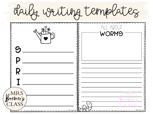 March writing templates for daily journal writing or the writing center in Kindergarten First Grade Second Grade