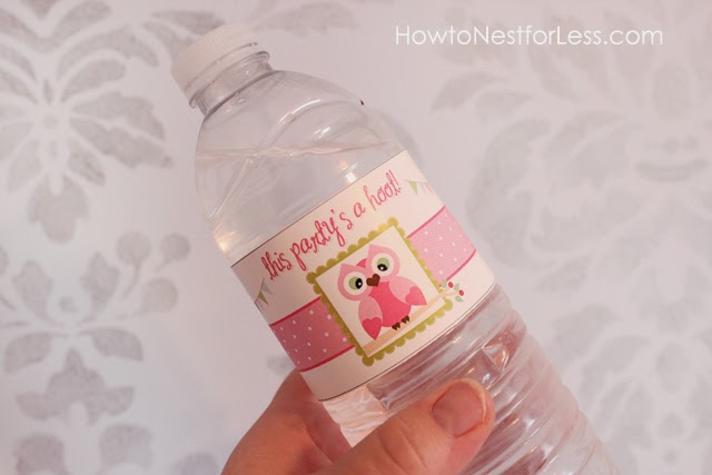 Etiqueta para Botellas para Imprimir Gratis de Búho en Rosa