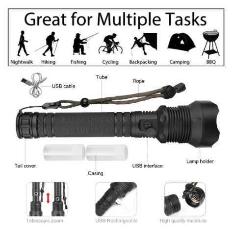 super flashlight XHP70.2 Led 120000 lumens Zoom Tactical torch super flashlight XHP70.2 Led 120000 lumens Zoom Tactical torch