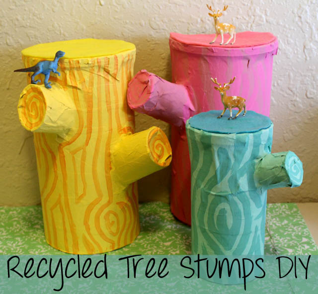 Recycled Cardboard Tree Stumps DIY