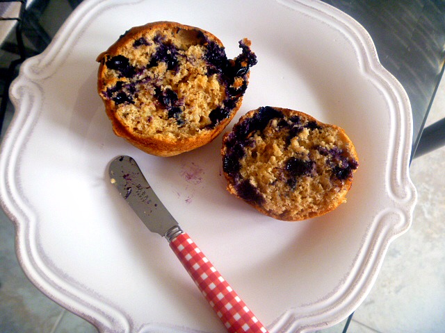 A hint of almond brings out the flavors of these delicate and light blueberry and banana muffins.  - Slice of Southern